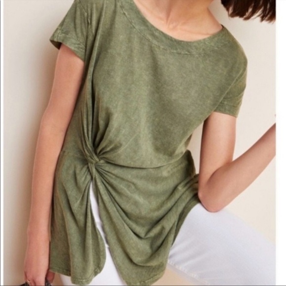 Anthropologie Jolie Knot Tunic Top green extra small